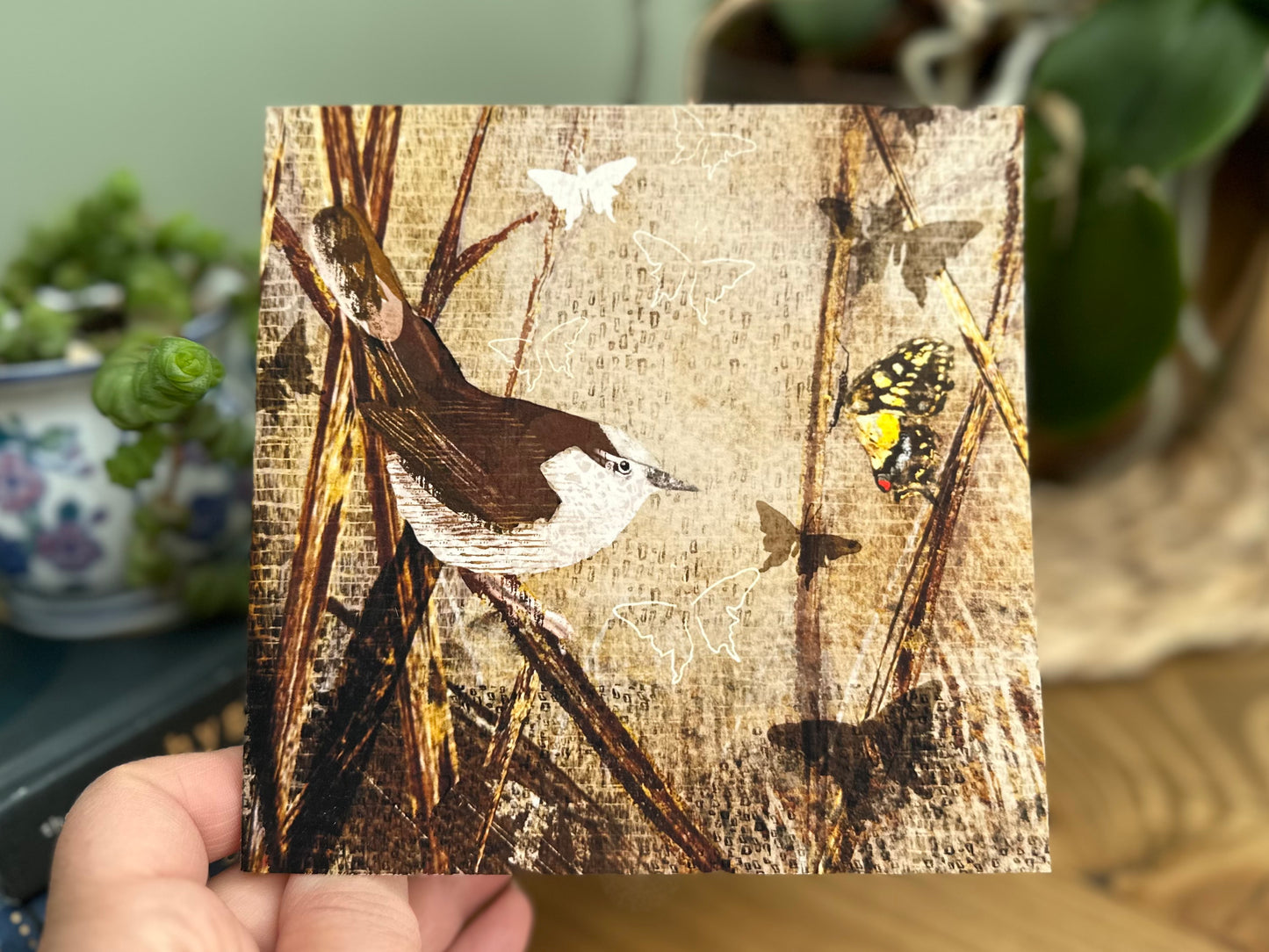 'Warbler and Swallowtail' greeting card