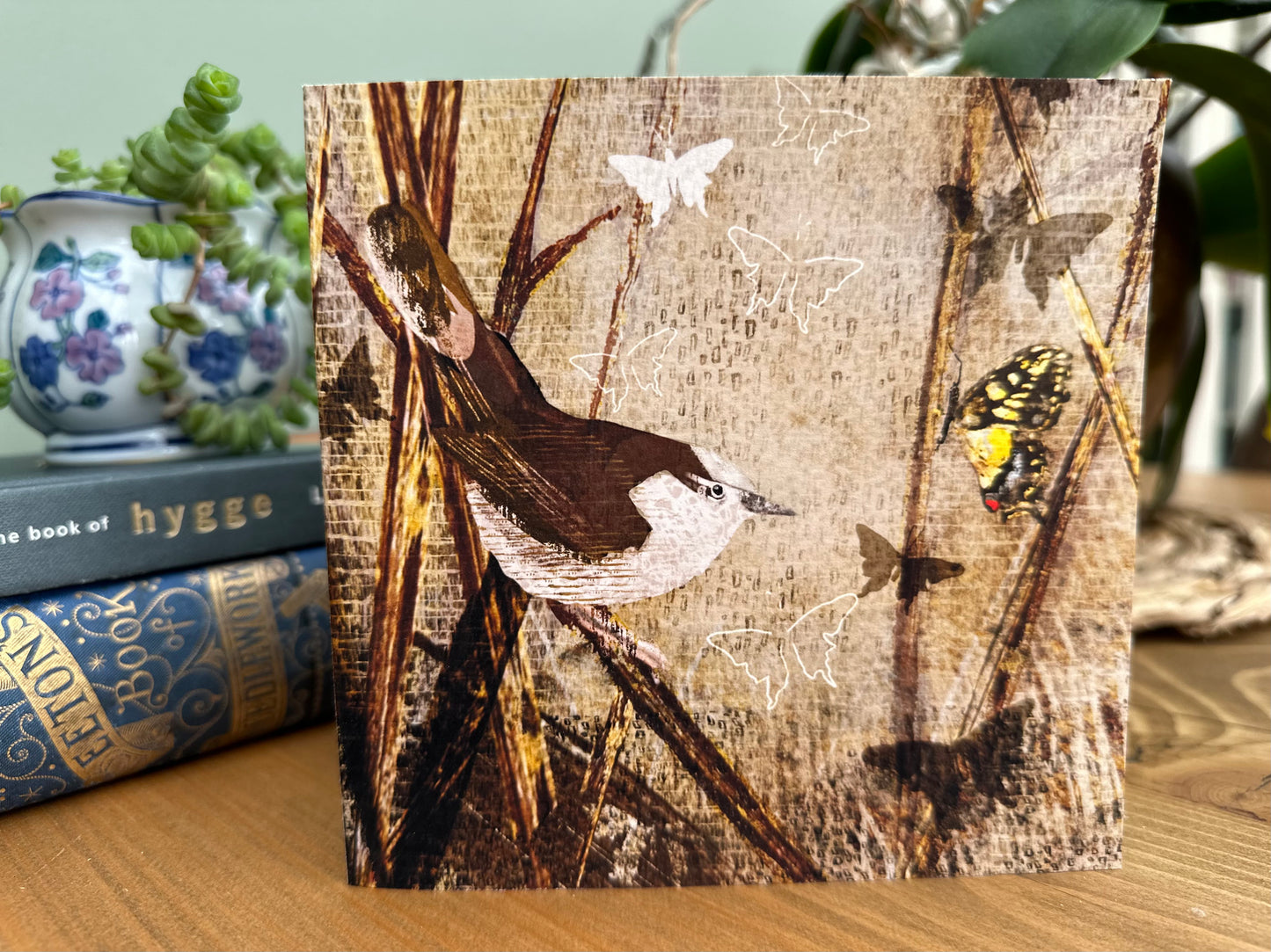 'Warbler and Swallowtail' greeting card