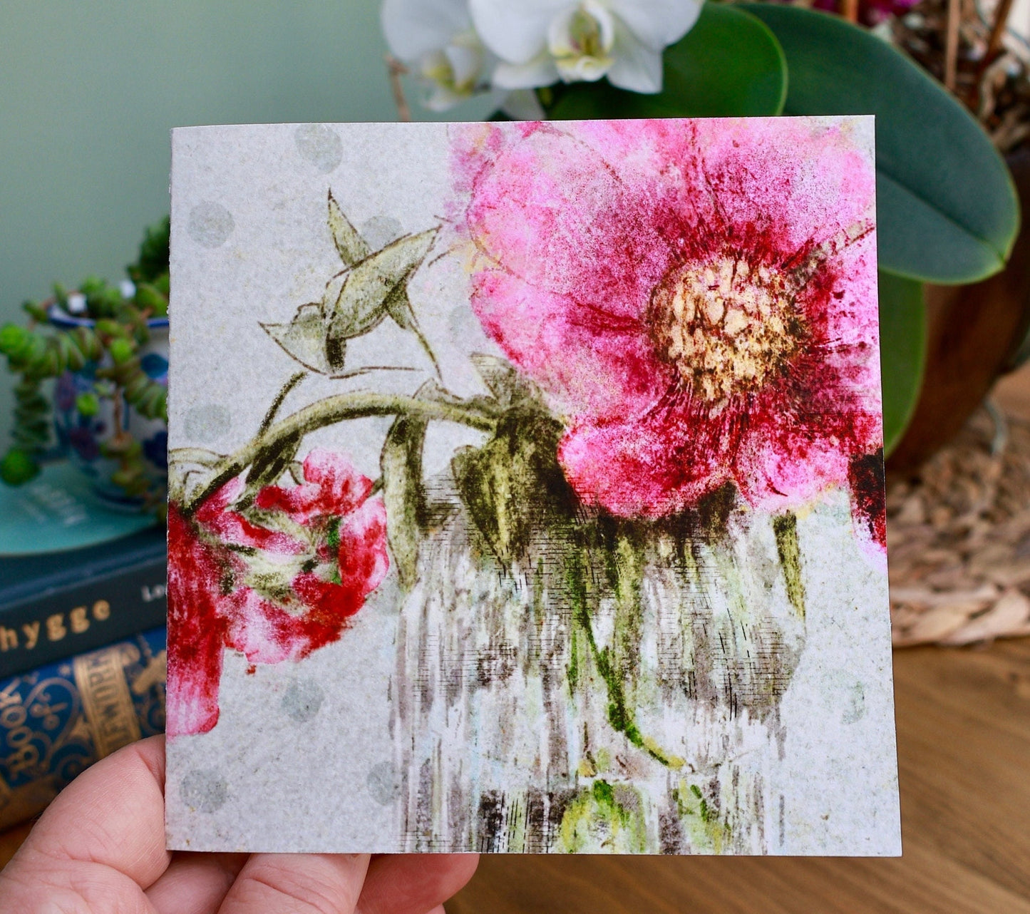 'Pink Peonies' greeting card