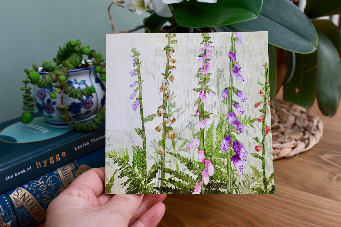 'Foxglove Season' greeting card