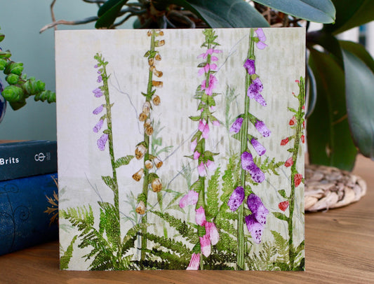 'Foxglove Season' greeting card