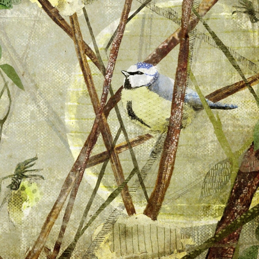 'Bird amongst branches' greeting card