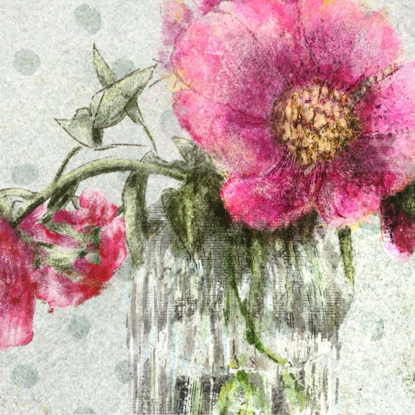 'Pink Peonies' greeting card