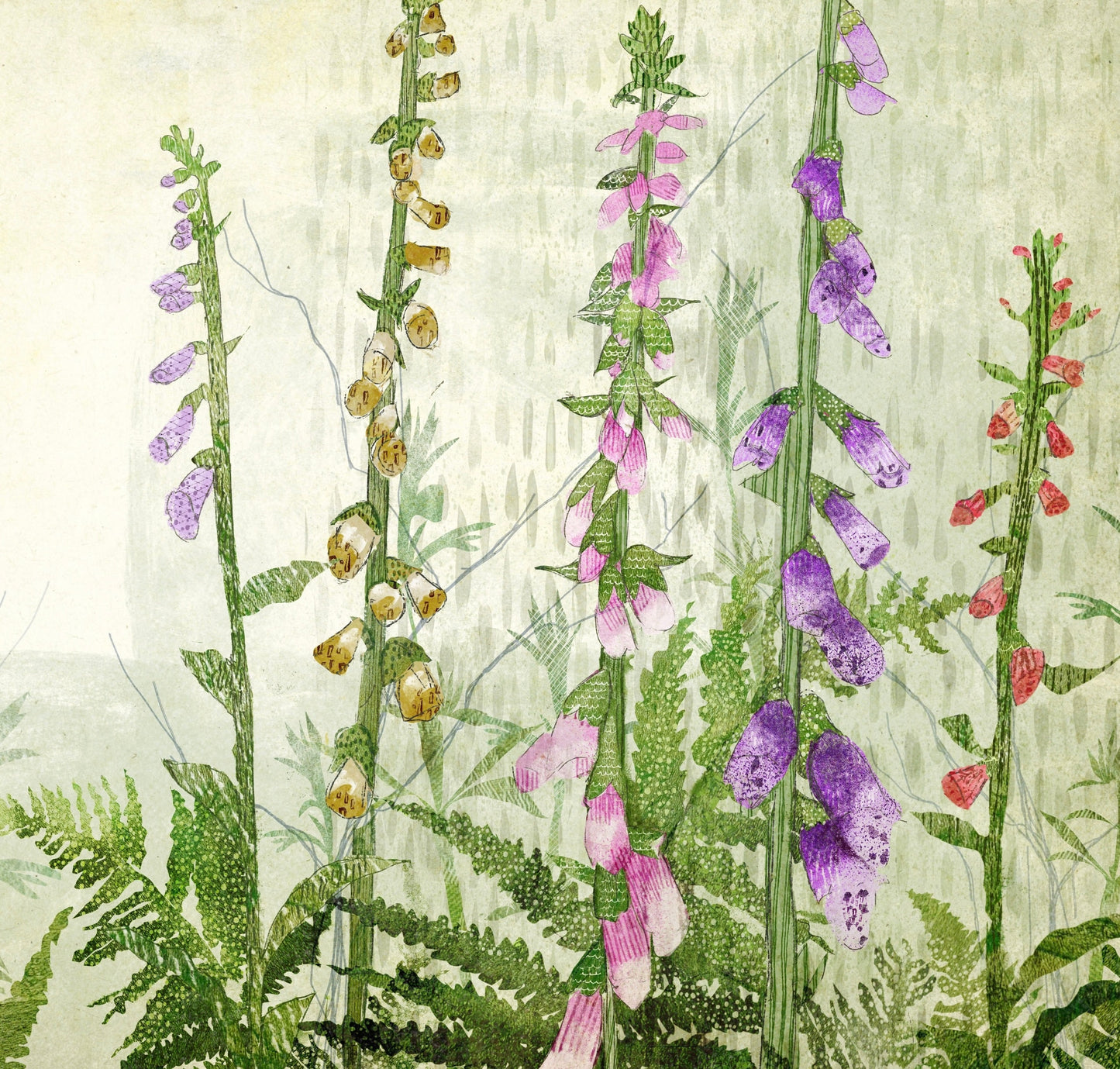 'Foxglove Season' greeting card