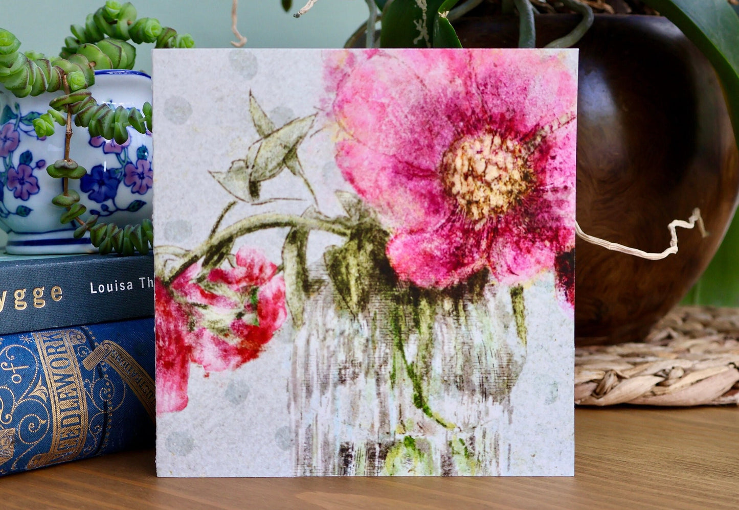 'Pink Peonies' greeting card