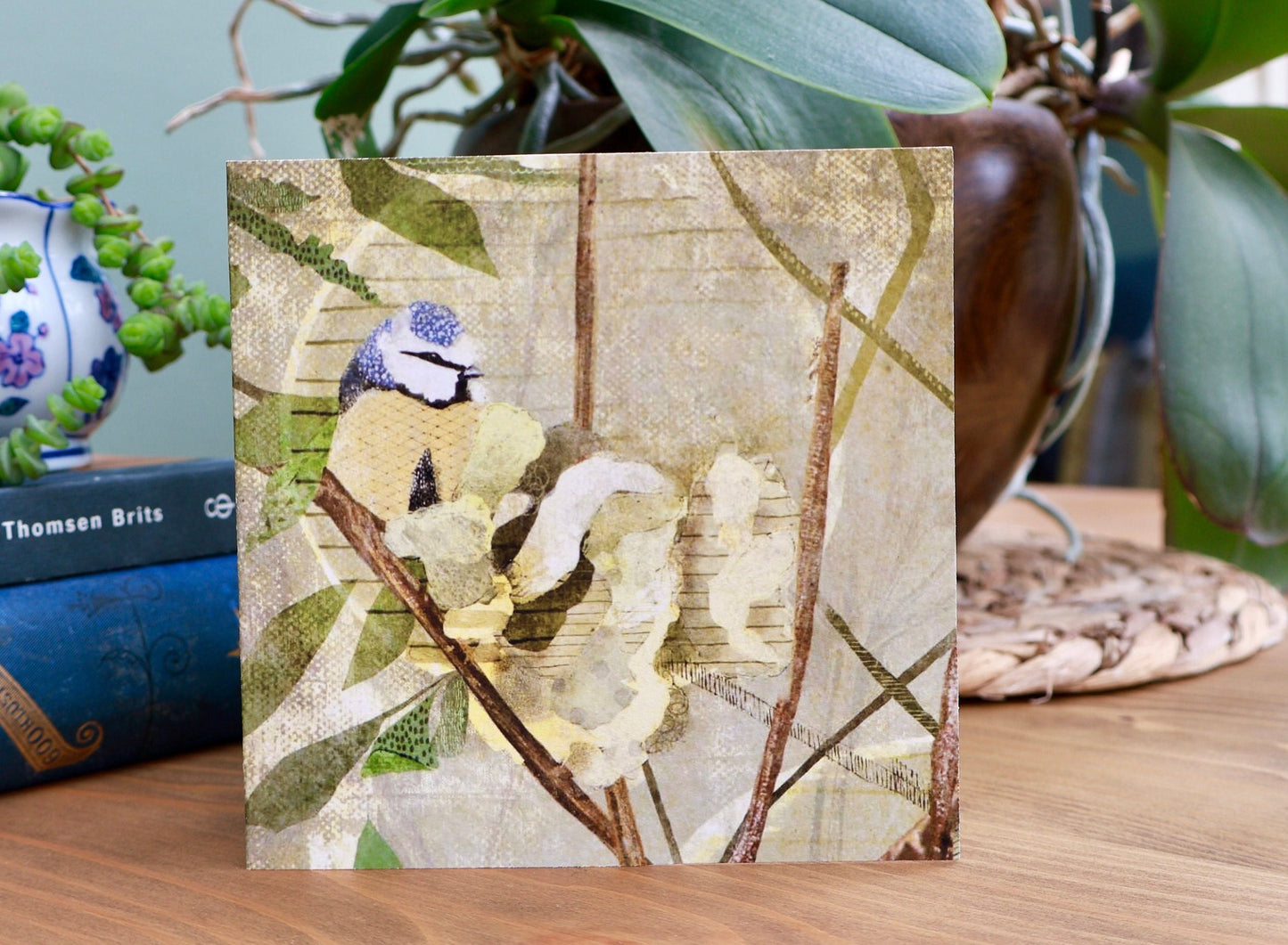 'Bird on a rose' greeting card